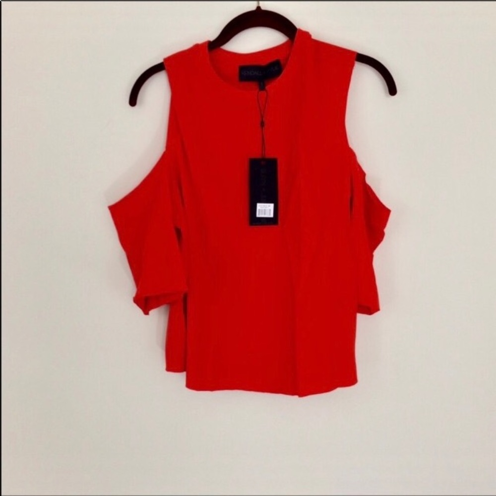 Kendall + Kylie Cutaway Shoulder t-shirt Fiery Red